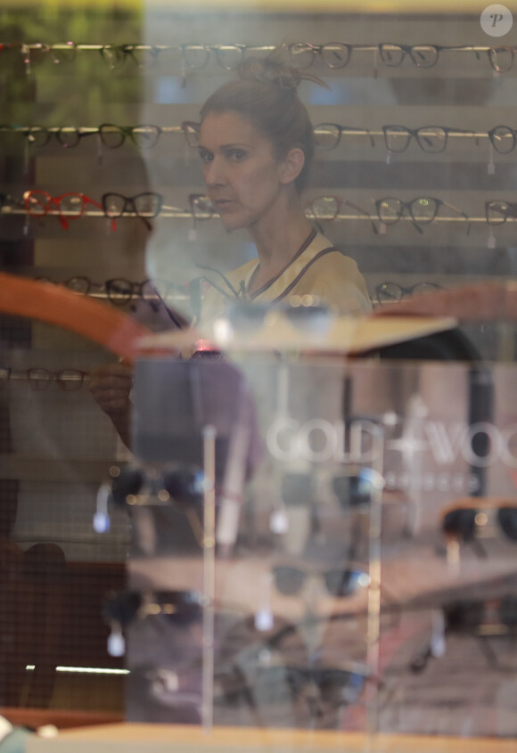 Céline Dion s'est rendue chez l'opticien Meyrowitz avec ses jumeaux Eddy et Nelson pour s'acheter une paire de lunettes de soleil avant de rentrer à l'hôtel Royal Monceau, à Paris le 17 juillet 2017.