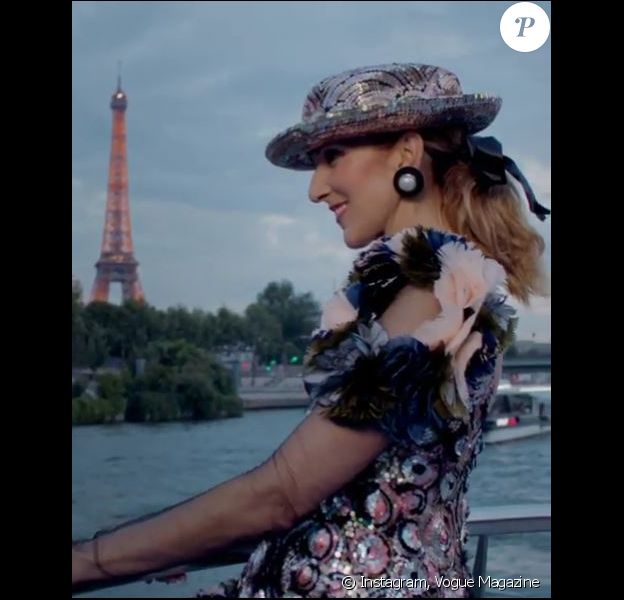 Capture d'écran de la vidéo du shooting de Céline Dion pour Vogue. Instagram, juillet 2017