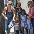 Exclusif - Charlize Theron se promène avec ses enfants Jackson et August à West Hollywood le 3 juillet 2017.