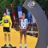 Romain Bardet est monté sur la troisième marche du podium du Tour de France 2017, derrière Christopher Froome et Rigoberto Uran, à l'issue de l'arrivée sur les Champs-Elysées à Paris le 23 juillet 2017. © Giancarlo Gorassini/Bestimage