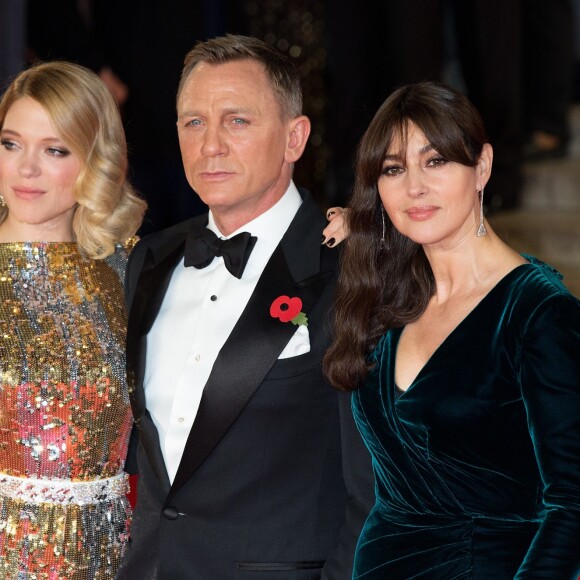 Léa Seydoux, Daniel Craig et Monica Bellucci - Première mondiale du nouveau James Bond "Spectre" au Royal Albert Hall à Londres le 26 octobre 2015.