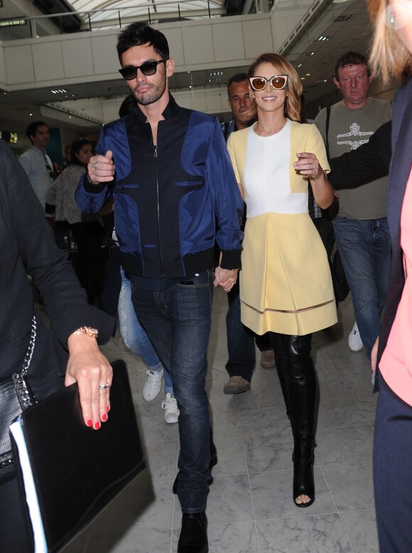 Cheryl Fernandez-Versini et son mari Jean-Bernard Fernandez-Versini arrivent à l'aéroport de Nice le 14 mai 2015 - 68 ème Festival international du Film de Cannes