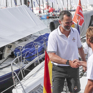 Pierre Casiraghi est venu saluer le roi Felipe VI d'Espagne le 3 août 2017 lors de la 36e Copa del Rey à Palma de Majorque.