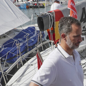 Pierre Casiraghi est venu saluer le roi Felipe VI d'Espagne le 3 août 2017 lors de la 36e Copa del Rey à Palma de Majorque.