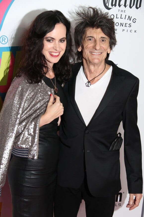 Ronnie Wood avec sa femme Sally Humphreys à l'exposition des Rolling Stones à New York, le 15 novembre 2016