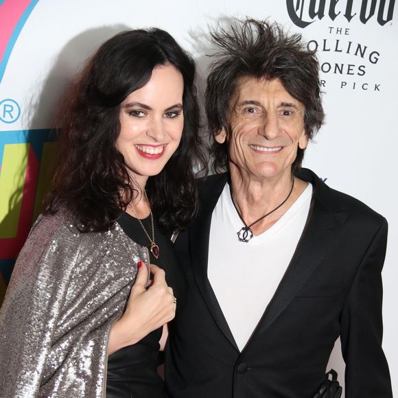 Ronnie Wood avec sa femme Sally Humphreys à l'exposition des Rolling Stones à New York, le 15 novembre 2016