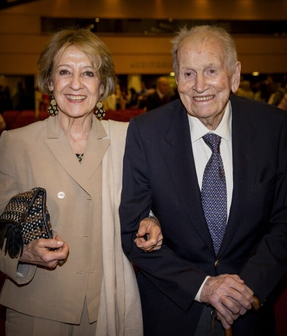 Les parents de la reine Maxima des Pays-Bas, María del Carmen Cerruti Carricart et Jorge Zorreguieta, le 11 octobre 2016 à l'occasion d'une conférence à l'université catholique de Buenos Aires. Jorge Zorreguieta est mort le 8 août 2017 à 89 ans.