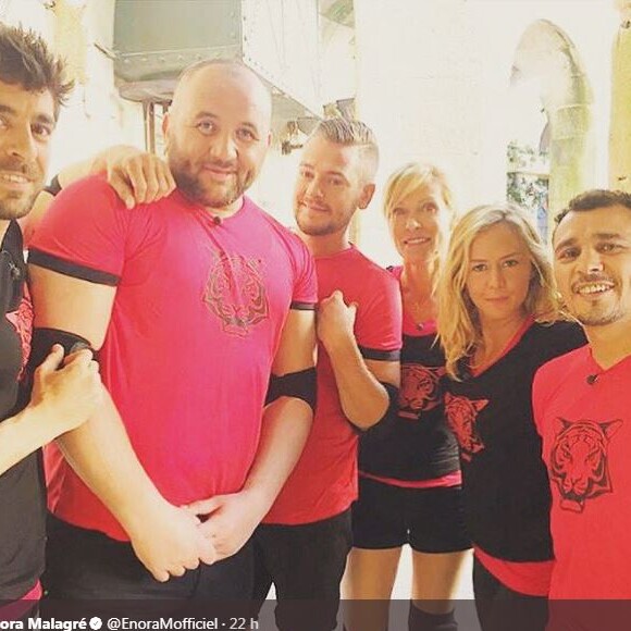 Enora Malagré participe à "Fort Boyard, sur France 2 avec Rebecca Hampton, Brahim Asloum, Agustin Galiana, Jeremstar, et Mokhtar le 19 août 2017.
