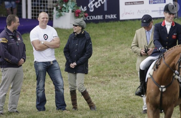 From L-R Pete Phillps, England rugby star Mike Tindall, HRH Princess Royal and Mark Phillips watch on as Zara Phillips retires her world championship winning horse Toytown, at The Festival of British Eventing at Gatcombe Park in Glouctershire, UK, 7th August 2011. Photo by SWNS/ABACAPRESS.COM07/08/2011 - Stroud