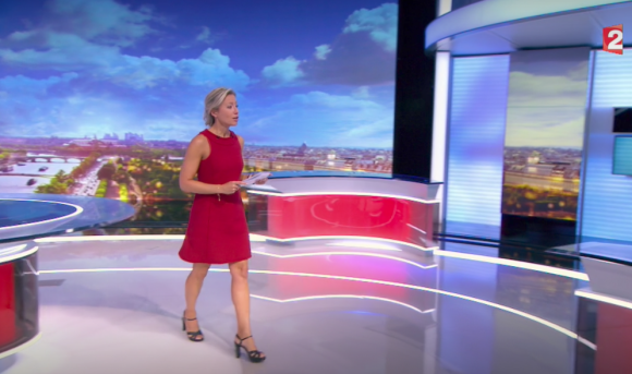 Anne-Sophie Lapix lors de la première présentation de son Journal Télévisé sur France 2, le 4 septembre 2017.