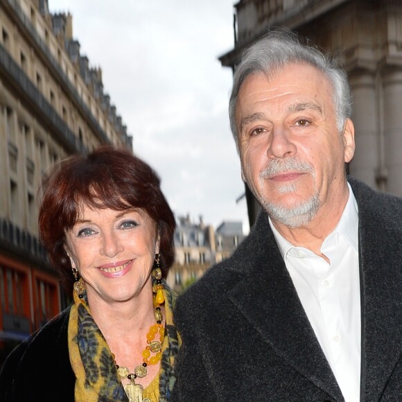 Semi-exclusif - Anny Duperey et Bernard Lalanne - People à la générale de la pièce "La récompense" au Théatre Edouard 7 à Paris le 24 avril 2017. © Coadic Guirec/Bestimage