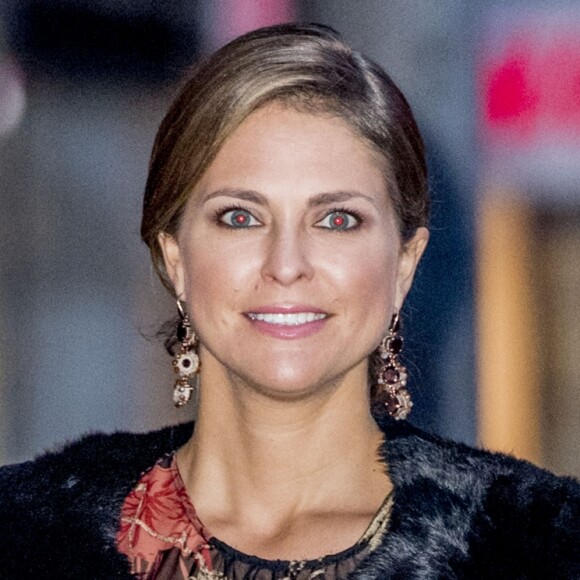 La princesse Madeleine de Suède, enceinte, au concert organisé après la session inaugurale du Parlement suédois le 12 septembre 2017 à Stockholm.