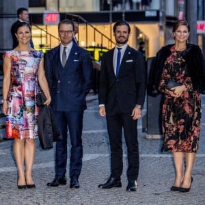 La reine Silvia, le roi Carl XVI Gustaf, la princesse Victoria, le prince Daniel, le prince Philip, La princesse Madeleine de Suède, enceinte, au concert organisé après la session inaugurale du Parlement suédois le 12 septembre 2017 à Stockholm.