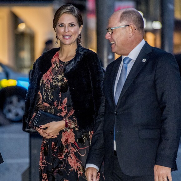 La princesse Madeleine de Suède, enceinte, au concert organisé après la session inaugurale du Parlement suédois le 12 septembre 2017 à Stockholm.