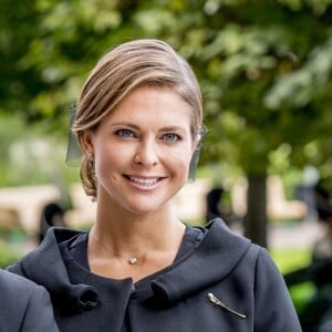 La princesse Madeleine de Suède, enceinte, lors de la session d'ouverture du Parlement à Stockholm le 12 septembre 2017.