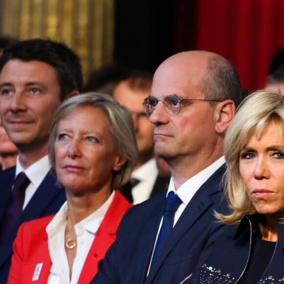 Jean-Michel Blanquer, Brigitte Macron, Nicolas Sarkozy et Francois Hollande lors de la réception des acteurs de la candidature de Paris aux Jeux Olympiques et Paralympiques de 2024 au palais de l'Elysée à Paris le 15 septembre 2017. © Hamilton / Pool / Bestimage