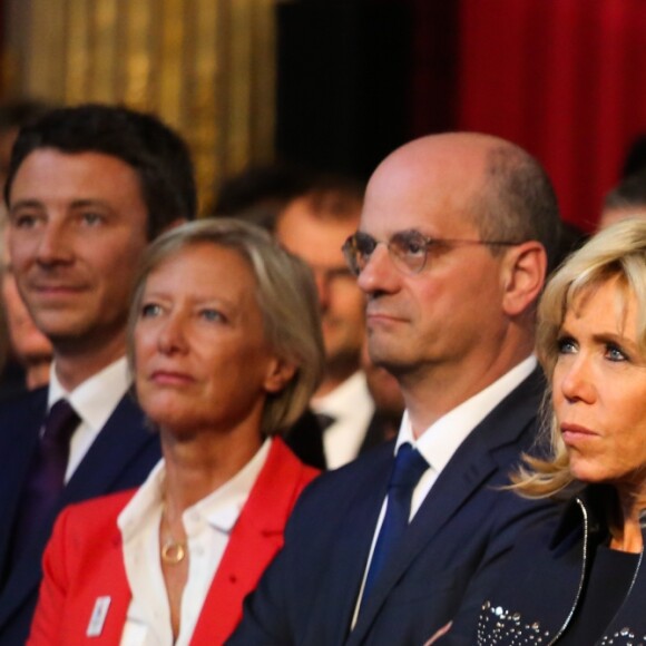 Jean-Michel Blanquer, Brigitte Macron, Nicolas Sarkozy et Francois Hollande lors de la réception des acteurs de la candidature de Paris aux Jeux Olympiques et Paralympiques de 2024 au palais de l'Elysée à Paris le 15 septembre 2017. © Hamilton / Pool / Bestimage