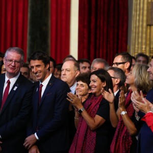 Bernard Lapasset, Tony Estanguet, Anne Hidalgo, maire de Paris, Valérie Pécresse lors de la réception des acteurs de la candidature de Paris aux Jeux Olympiques et Paralympiques de 2024 au palais de l'Elysée à Paris le 15 septembre 2017. © Hamilton / Pool / Bestimage