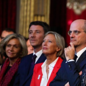 Valérie Pécresse, Jean-Michel Blanquer, Brigitte Macron, Nicolas Sarkozy et Francois Hollande lors de la réception des acteurs de la candidature de Paris aux Jeux Olympiques et Paralympiques de 2024 au palais de l'Elysée à Paris le 15 septembre 2017. © Hamilton / Pool / Bestimage