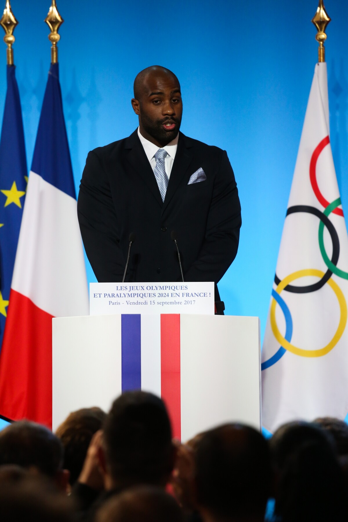 Photo Teddy Riner, champion olympique de judo lors de la réception