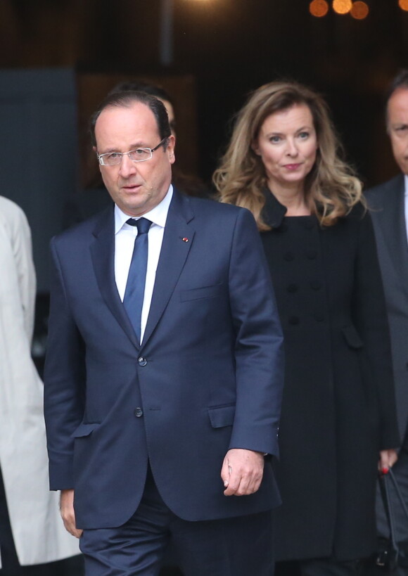 François Hollande et Valérie Trierweiler, lors des obsèques de Patrice Chéreau le 16 octobre 2013.