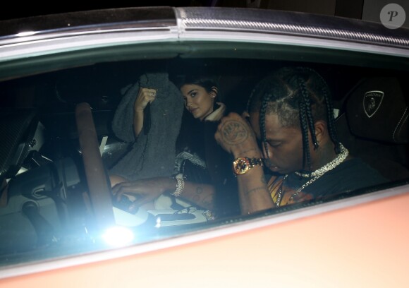 Exclusif - Kylie Jenner lors de sa soirée d'anniversaire pour ses 20 ans le 10 août 2017 à Los Angeles, où elle était accompagnée de son petit ami Travis Scott. Le jeune couple attend une petite fille, son premier enfant, pour 2018.