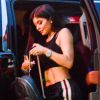 Kylie Jenner le 6 juin 2017 lors du tournage d'un clip à Miami, avec son compagnon Travis Scott.