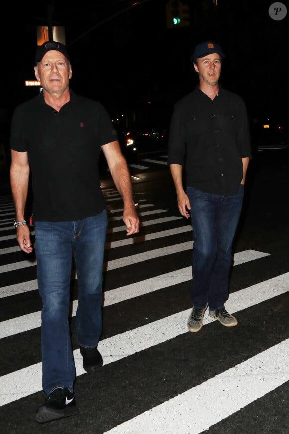 Bruce Willis, Edward Norton au Socialista à New York le 23 septembre 2017 pour le dîner de fiançailles de Quentin Tarantino et sa compagne Daniella Pick.