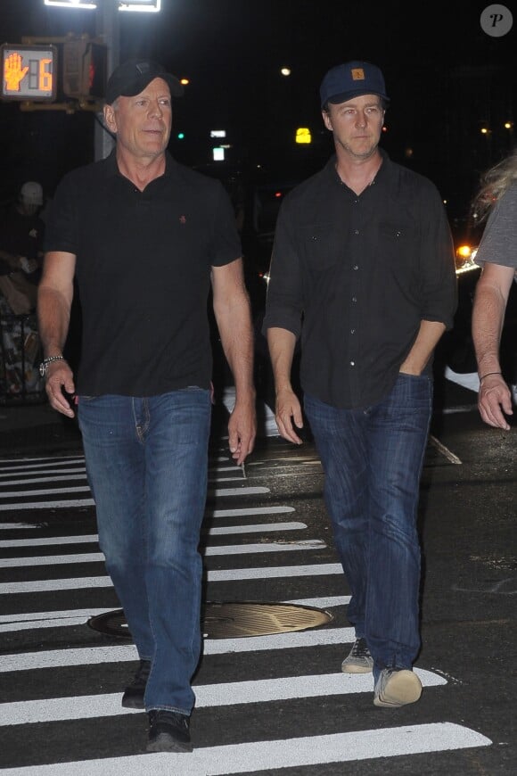 Bruce Willis et Edward Norton au Socialista à New York le 23 septembre 2017 pour le dîner de fiançailles de Quentin Tarantino et sa compagne Daniella Pick.