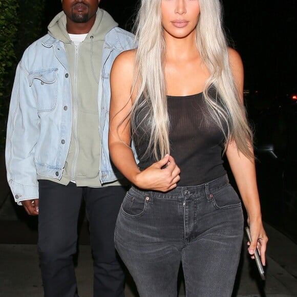 Exclusif - Kim Kardashian et son mari Kanye West sont allés diner en amoureux au restaurant Giorgio Baldi à Santa Monica le 23 septembre 2017