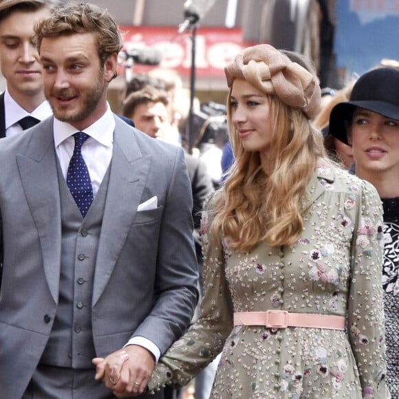 Pierre Casiraghi et Beatrice Borromeo au mariage du prince Ernst August de Hanovre et d'Ekaterina Malysheva en l'église Marktkirche de Hanovre le 8 juillet 2017.