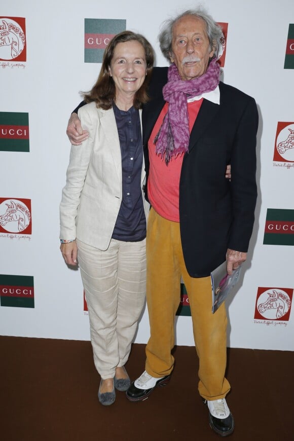 Exclusif - Jean Rochefort et sa femme Françoise Vidal - Longines Global champions tour Paris Eiffel Jumping présenté par Gucci, au Champ de Mars à Paris le 6 juillet 2014.