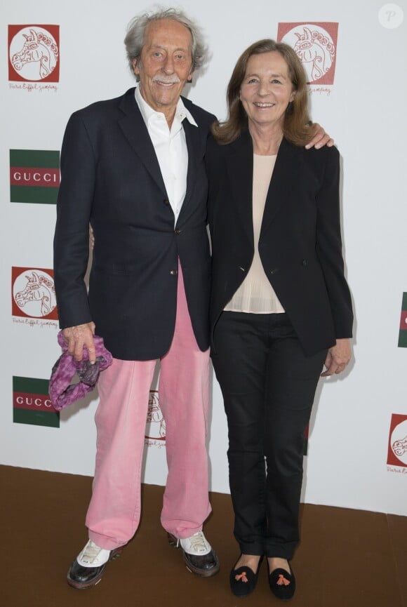 Exclusif - Jean Rochefort et sa femme Françoise Vidal - Longines Global champions tour Paris Eiffel Jumping, présenté par Gucci, au Champ de Mars à Paris le 5 juillet 2014