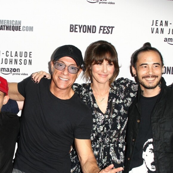 Peter Atencio, Moises Arias, Jean-Claude Van Damme et Kat Foster à la projection de la série 'Jean-Claude Van Johnson' à l'Egyptien Theatre à Hollywood, le 9 octobre 2017 © Chris Delmas/Bestimage
