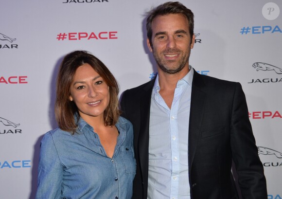 Shirley Bousquet et son compagnon Charles Watine - Présentation de la nouvelle Jaguar E-PACE au studio des Acacias à Paris, le 10 octobre 2017. © Veeren/Bestimage