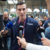 Le champion du monde du 800m, Pierre-Ambroise Bosse, arrive Gare du Nord à Paris, le 12 août 2017.