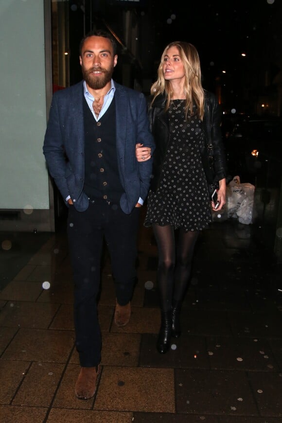 Exclusif - James Middleton et Donna Air à la sortie de The Arts Club dans le quartier de Mayfair à Londres, le 8 février 2014.