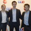 Grégoire Margotton, Frédéric Calenge et Bixente Lizarazu - Conférence de presse de TF1 pour le lancement de l'Euro 2016 à Paris le 17 mai 2016. © Coadic Guirec/Bestimage