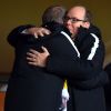 Dmitri Rybolovlev et le prince Albert II de Monaco le 19 avril 2017 au stade Louis II à Monaco lors du match de Ligue des Champions entre l'ASM et le Borussia Dortmund. © Bruno Bebert/Bestimage