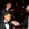Cristiano Ronaldo, son fils Cristiano Ronaldo et Lionel Messi - The Best FIFA Football Awards 2017 au London Palladium à Londres, le 23 octobre 2017.