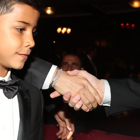 Cristiano Ronaldo, son fils Cristiano Ronaldo et Lionel Messi - The Best FIFA Football Awards 2017 au London Palladium à Londres, le 23 octobre 2017.