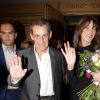 Nicolas Sarkozy et Carla Bruni, après le concert de cette dernière sur la scène du théâtre Pallas à Athènes, le 23 octobre 2017.