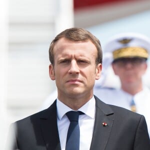 Le président de la République française, Emmanuel Macron arrive à l'aéroport international Félix-Éboué pour une visite de 48h dans le département, à Cayenne, Guyane française, le 26 octobre 2017. © Eliot Blondet/Pool/BestImage