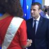 Emmanuel Macron a rencontré Alicia Aylies, Miss France 2017 et Miss Guyane 2016 à Cayenne le 28 octobre 2017.