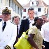 Déambulation du Président de la République, Emmanuel Macron accompagné de Sibeth Ndiaye dans les rues de Cayenne, Guyane Francaise. Le 28 octobre 2017. © Stéphane Lemouton / BestImage