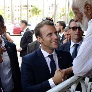 Déambulation du Président de la République, Emmanuel Macron dans les rues de Cayenne, Guyane Francaise. Le 28 octobre 2017. © Stéphane Lemouton / BestImage