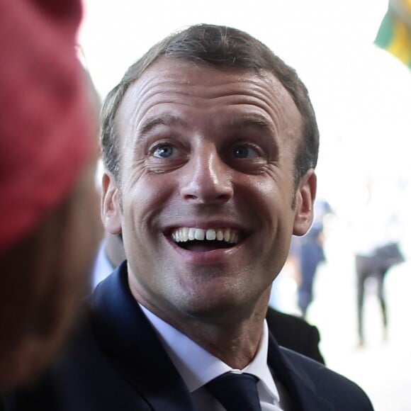 Déambulation du Président de la République, Emmanuel Macron dans les rues de Cayenne, Guyane Francaise. Le 28 octobre 2017. © Stéphane Lemouton / BestImage