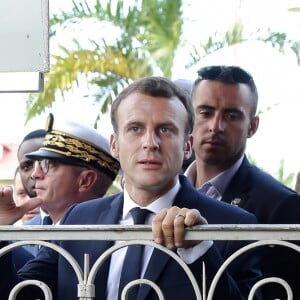 Déambulation du Président de la République, Emmanuel Macron dans les rues de Cayenne, Guyane Francaise. Le 28 octobre 2017. © Stéphane Lemouton / BestImage