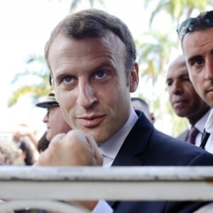 Déambulation du Président de la République, Emmanuel Macron dans les rues de Cayenne, Guyane Francaise. Le 28 octobre 2017. © Stéphane Lemouton / BestImage