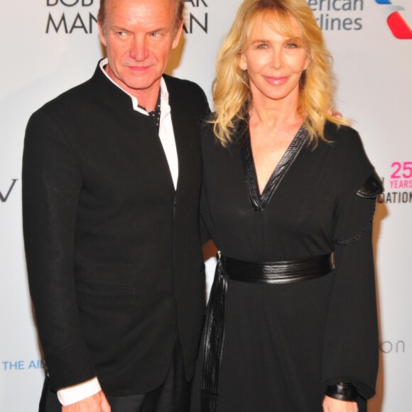 Sting et sa femme Trudie Styler à la soirée caritative annuelle de l'Elton John AIDS Foundation en la Cathédrale Saint-Jean le Théologien à New York, le 7 novembre 2017.
